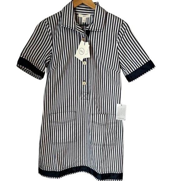 NWT 1901 Navy and White Striped Pullover Preppy Sailor Mini Dress  Size 2 - Picture 2 of 8